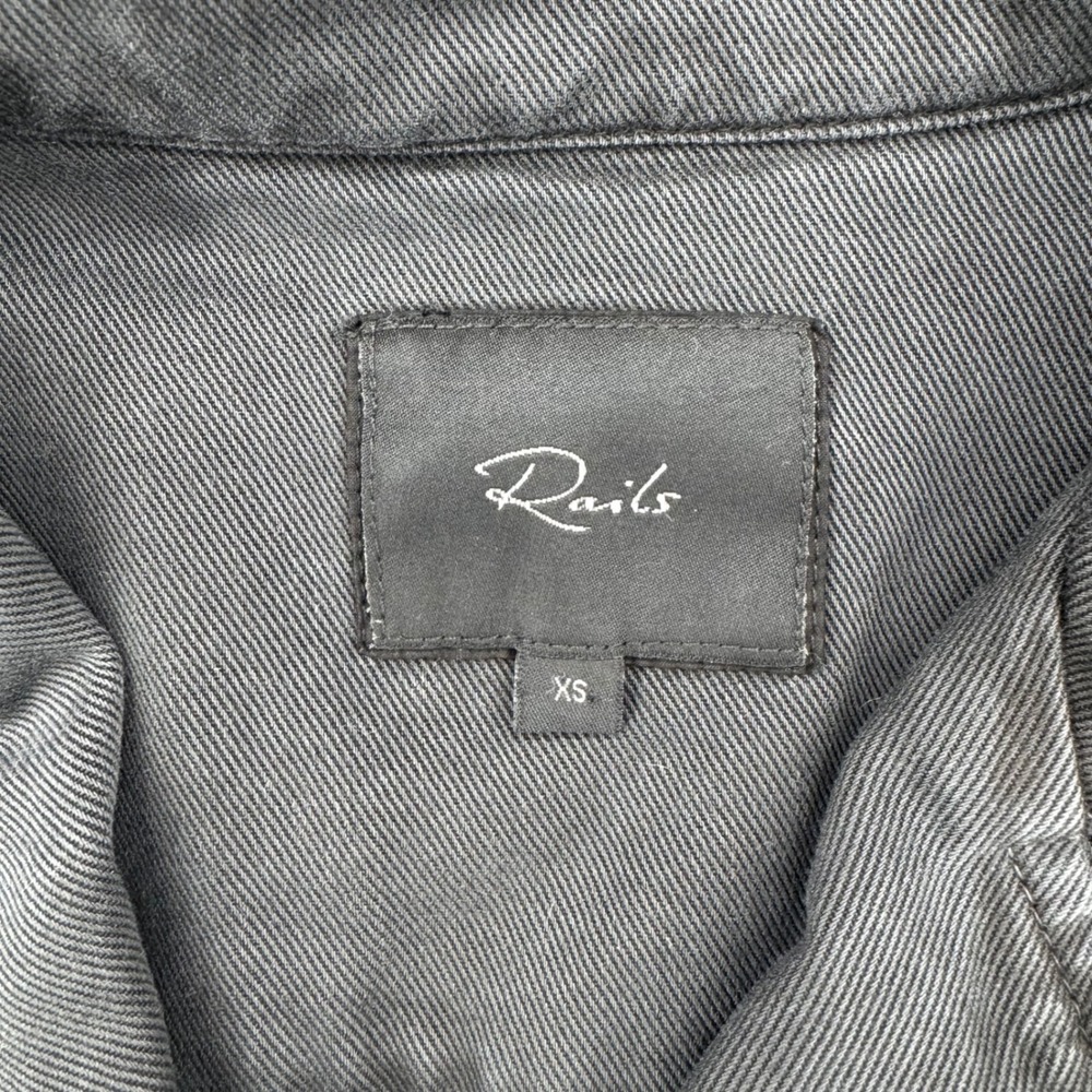 Rails‎ Lisette Carbon Black Button Down Puff Sleeve Mini Dress Denim Preppy  XS - Picture 5 of 8